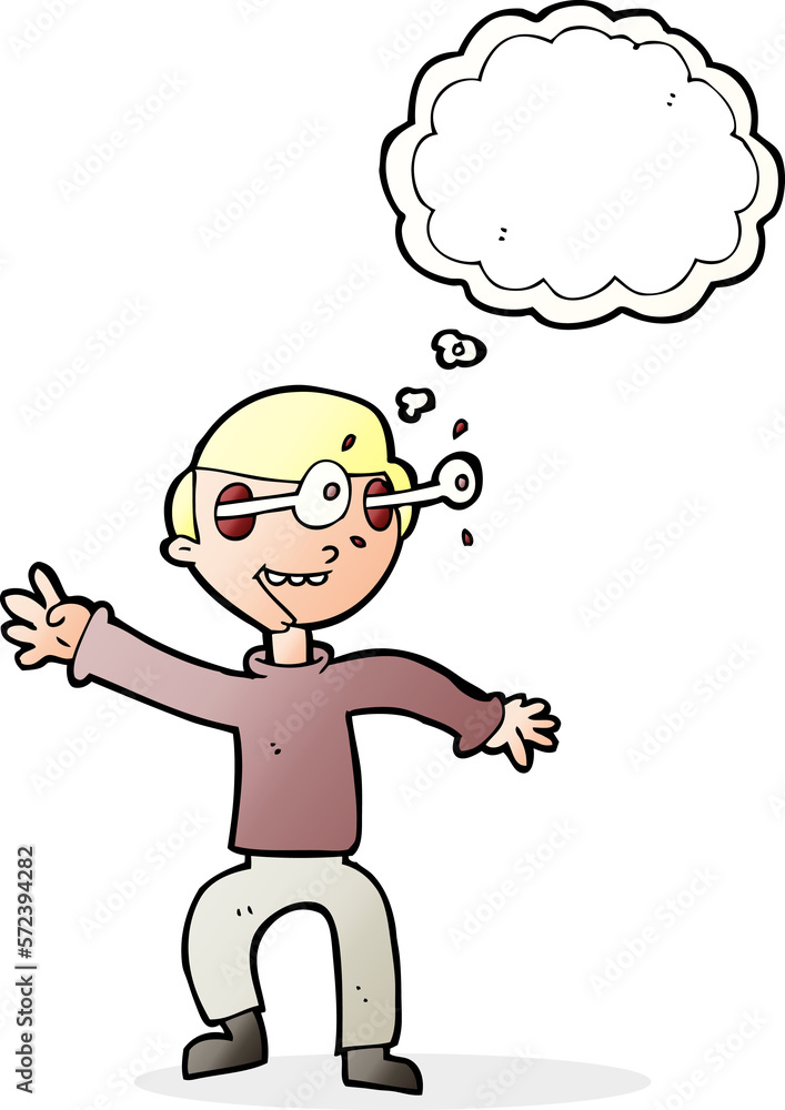 cartoon amazed boy with thought bubble cartoon amazed boy with thought bubble
