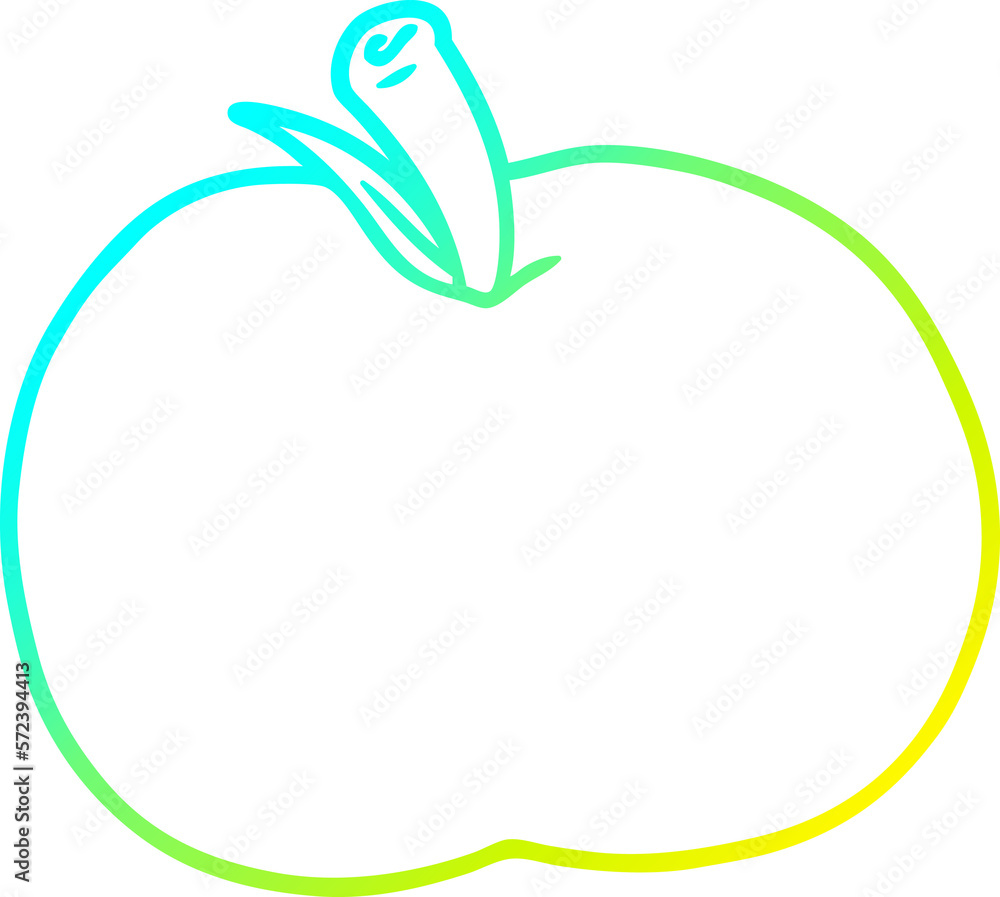 cold gradient line drawing cartoon apple