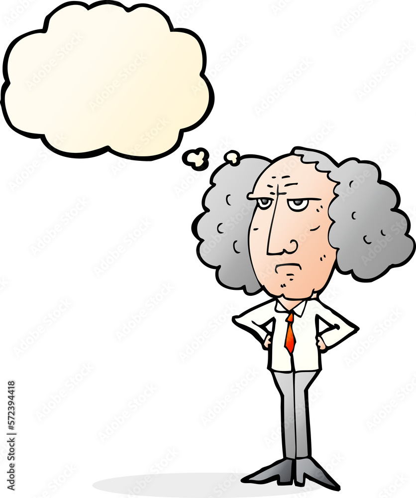 cartoon big hair lecturer man with thought bubble cartoon big hair lecturer man with thought bubble