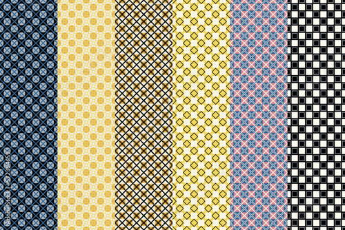 Seamless set of pattern. Geometric ornament. Digital paper, textile print. Vector art background.