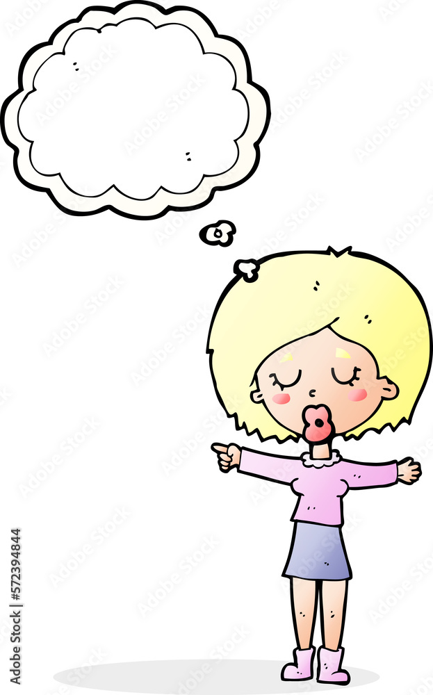 cartoon pointing woman with thought bubble cartoon pointing woman with thought bubble