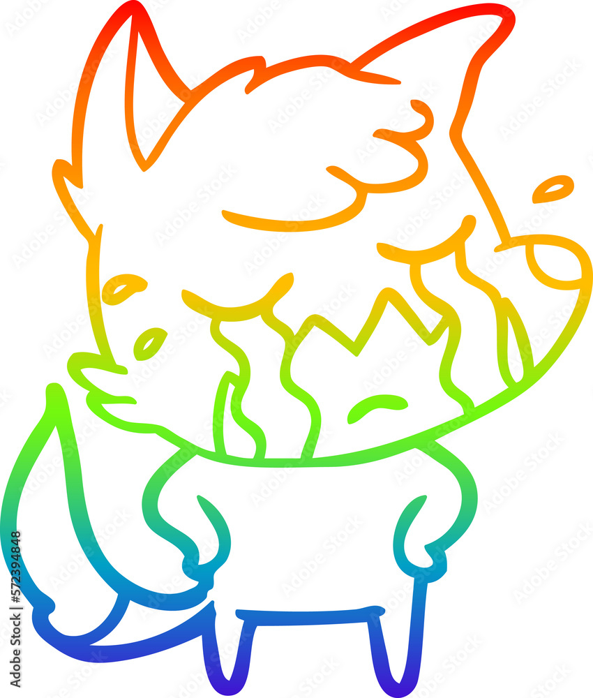 rainbow gradient line drawing crying fox cartoon rainbow gradient line drawing crying fox cartoon