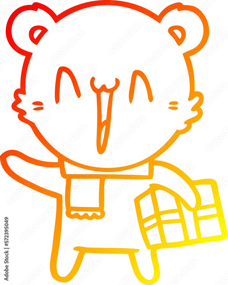 warm gradient line drawing happy polar bear cartoon warm gradient line drawing happy polar bear cartoon