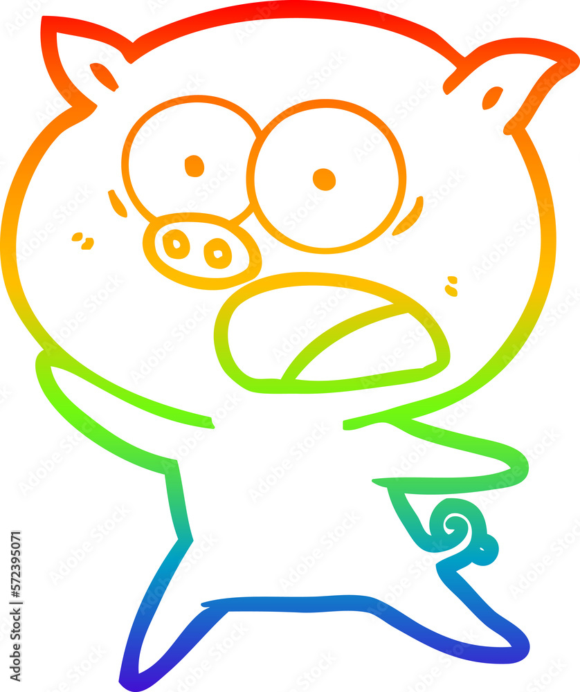 rainbow gradient line drawing cartoon pig shouting rainbow gradient line drawing cartoon pig shouting