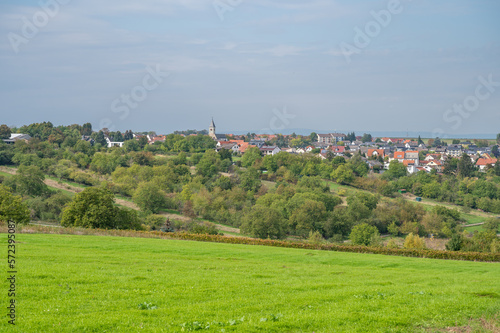 Wallpaper Mural Mainz Zornheim cityscape village with church and valley in front during cloudy day, germany Torontodigital.ca