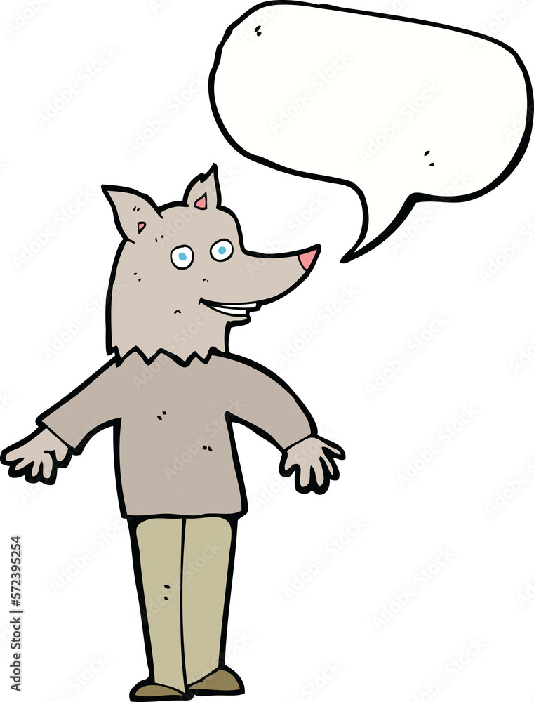 cartoon happy werewolf with speech bubble cartoon happy werewolf with speech bubble