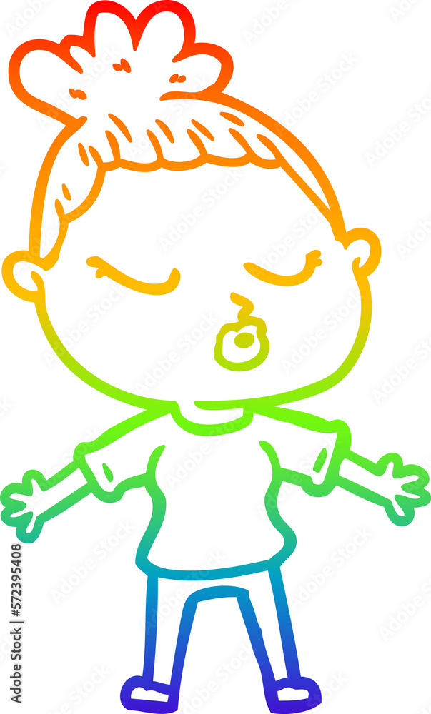 rainbow gradient line drawing cartoon calm woman rainbow gradient line drawing cartoon calm woman