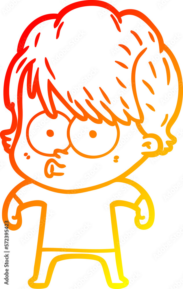warm gradient line drawing cartoon woman warm gradient line drawing cartoon woman