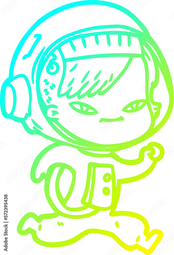 cold gradient line drawing cartoon astronaut woman cold gradient line drawing cartoon astronaut woman