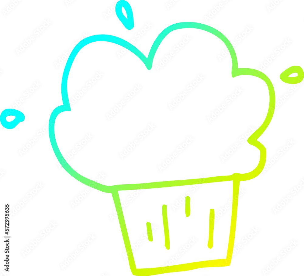 cold gradient line drawing cartoon muffin