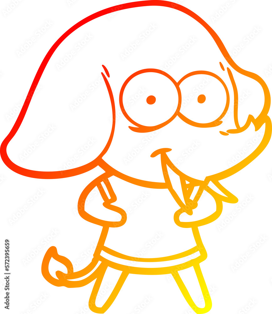 warm gradient line drawing happy cartoon elephant warm gradient line drawing happy cartoon elephant
