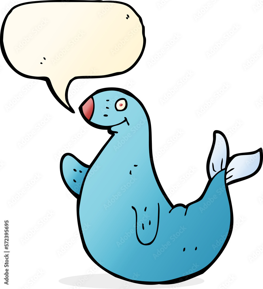 cartoon seal with speech bubble cartoon seal with speech bubble