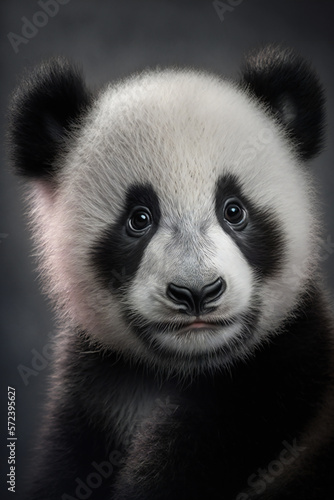 giant panda bear - Cute baby panda - Created with Generative AI technology.