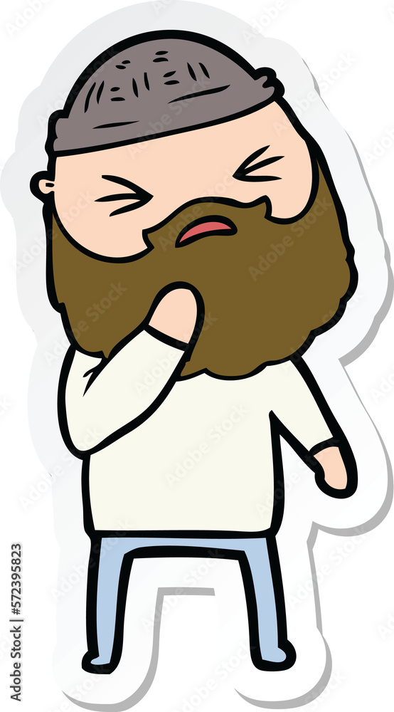 sticker of a cartoon man with beard