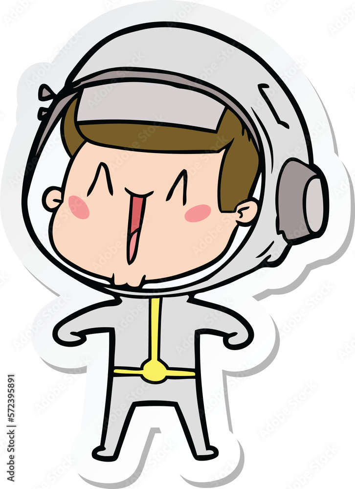 sticker of a happy cartoon astronaut sticker of a happy cartoon astronaut