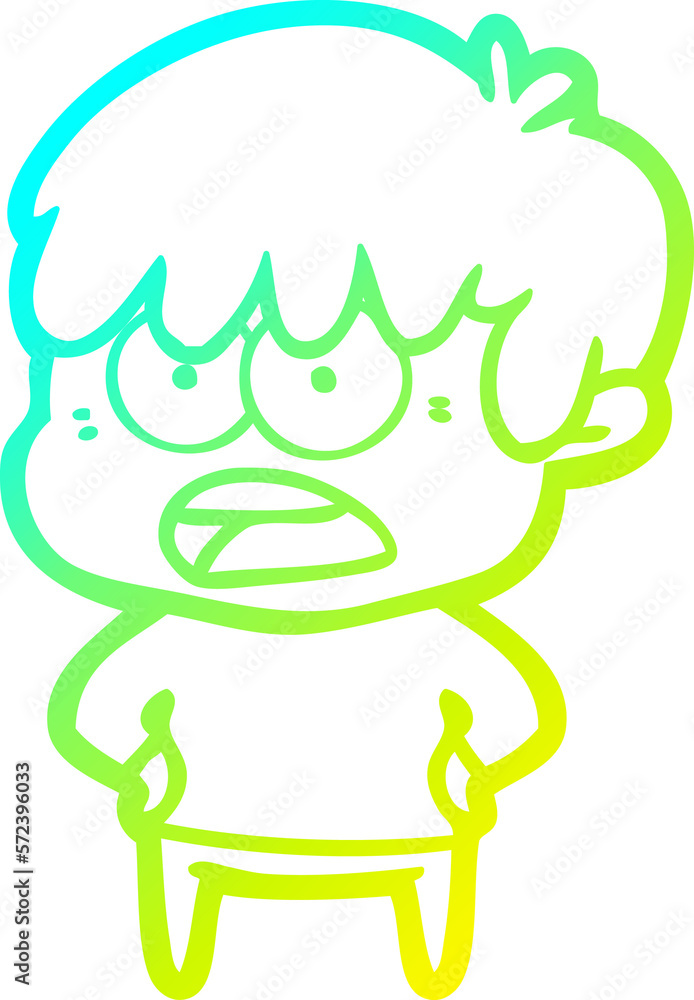 cold gradient line drawing worried cartoon boy cold gradient line drawing worried cartoon boy