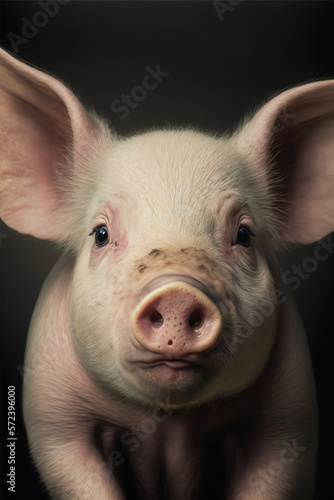 pig in the farm - Cute Baby Pig - Piglet - Created with Generative AI technology.