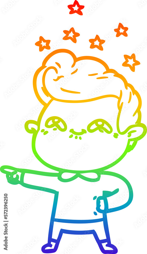 rainbow gradient line drawing cartoon excited man rainbow gradient line drawing cartoon excited man