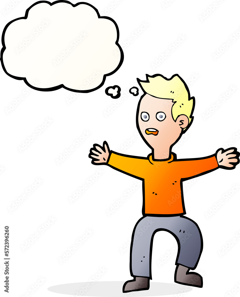 cartoon man panicking with speech bubble