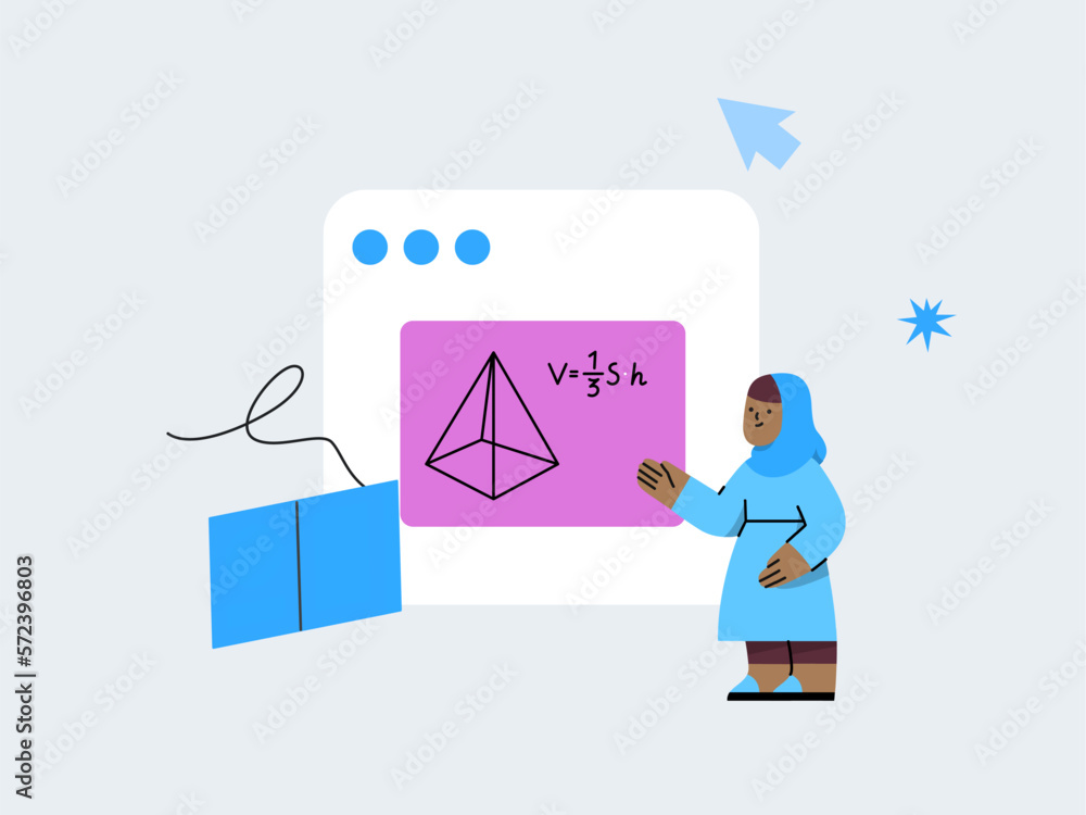 Person taking an online class. Vector illustration Person taking an online class. Vector illustration