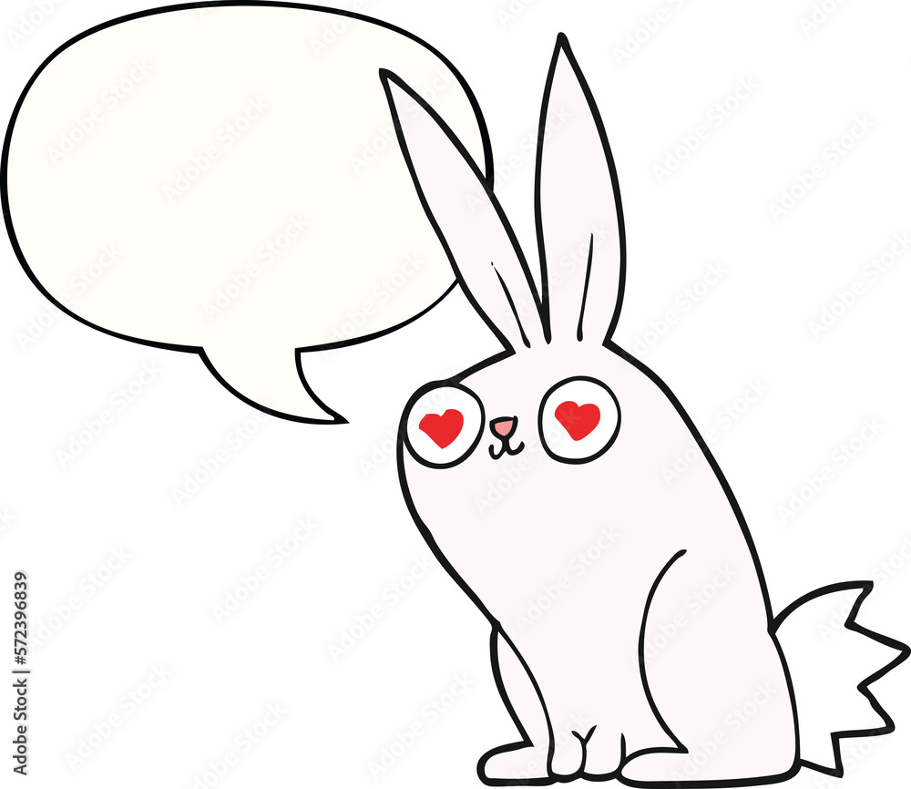 cartoon bunny rabbit in love and speech bubble cartoon bunny rabbit in love and speech bubble