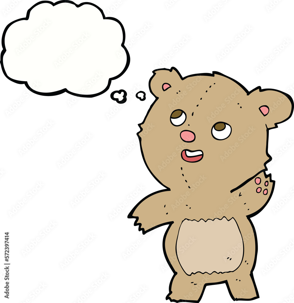cartoon cute waving teddy bear with thought bubble cartoon cute waving teddy bear with thought bubble