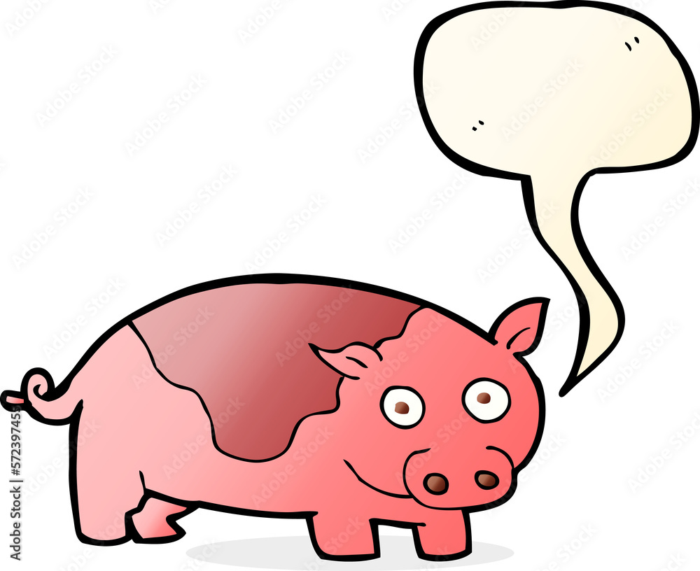 cartoon pig with speech bubble cartoon pig with speech bubble