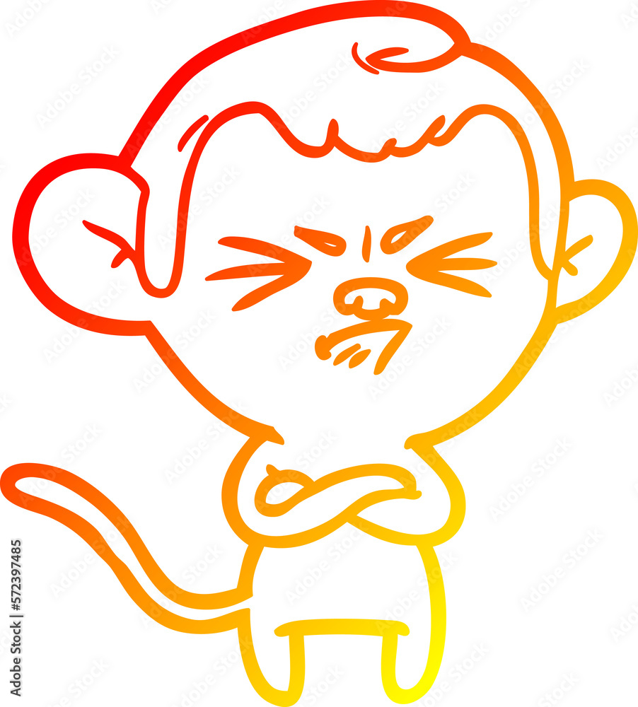 warm gradient line drawing cartoon annoyed monkey