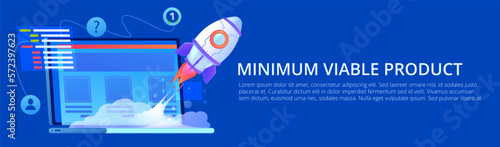 MVP concept banner. Minimum viable product. Vector cartoon illustration