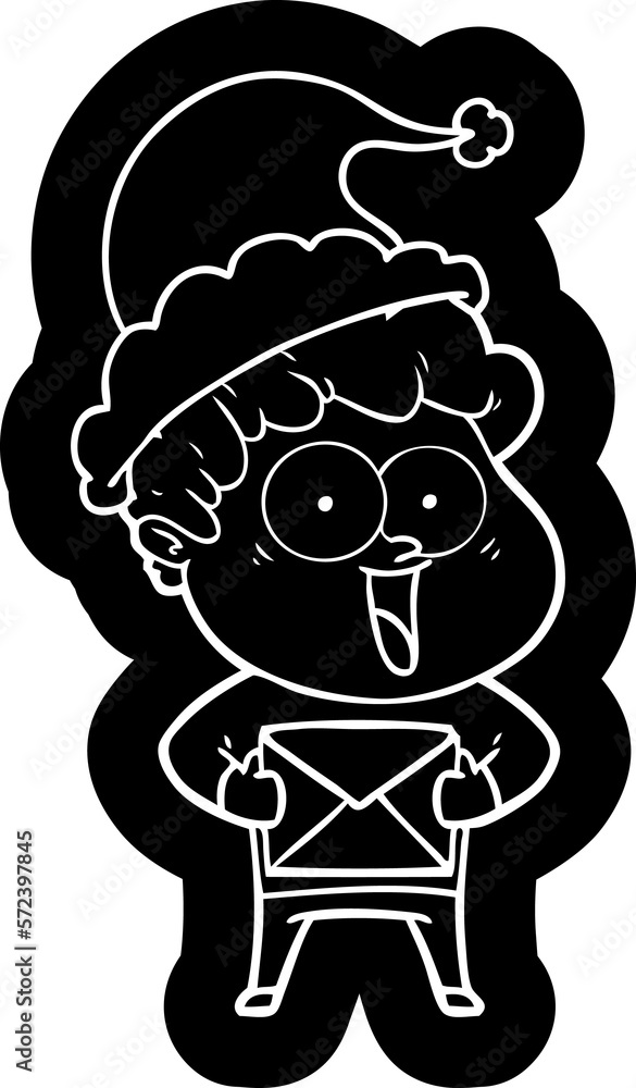 cartoon icon of a happy man wearing santa hat cartoon icon of a happy man wearing santa hat