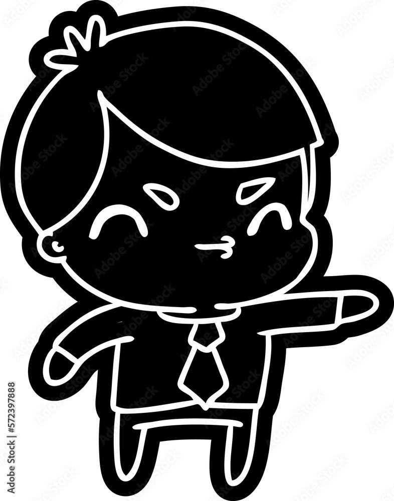 cartoon icon of a kawaii cute boy
