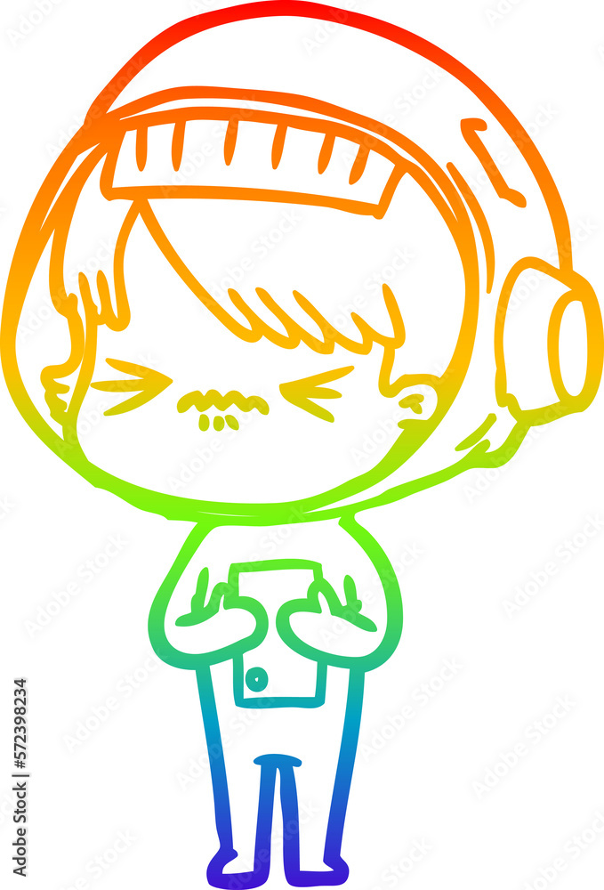 rainbow gradient line drawing angry cartoon space girl rainbow gradient line drawing angry cartoon space girl