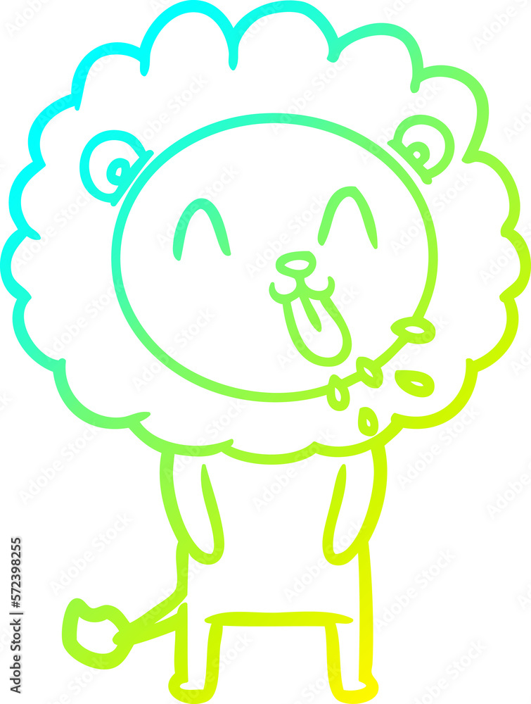 cold gradient line drawing happy cartoon lion cold gradient line drawing happy cartoon lion