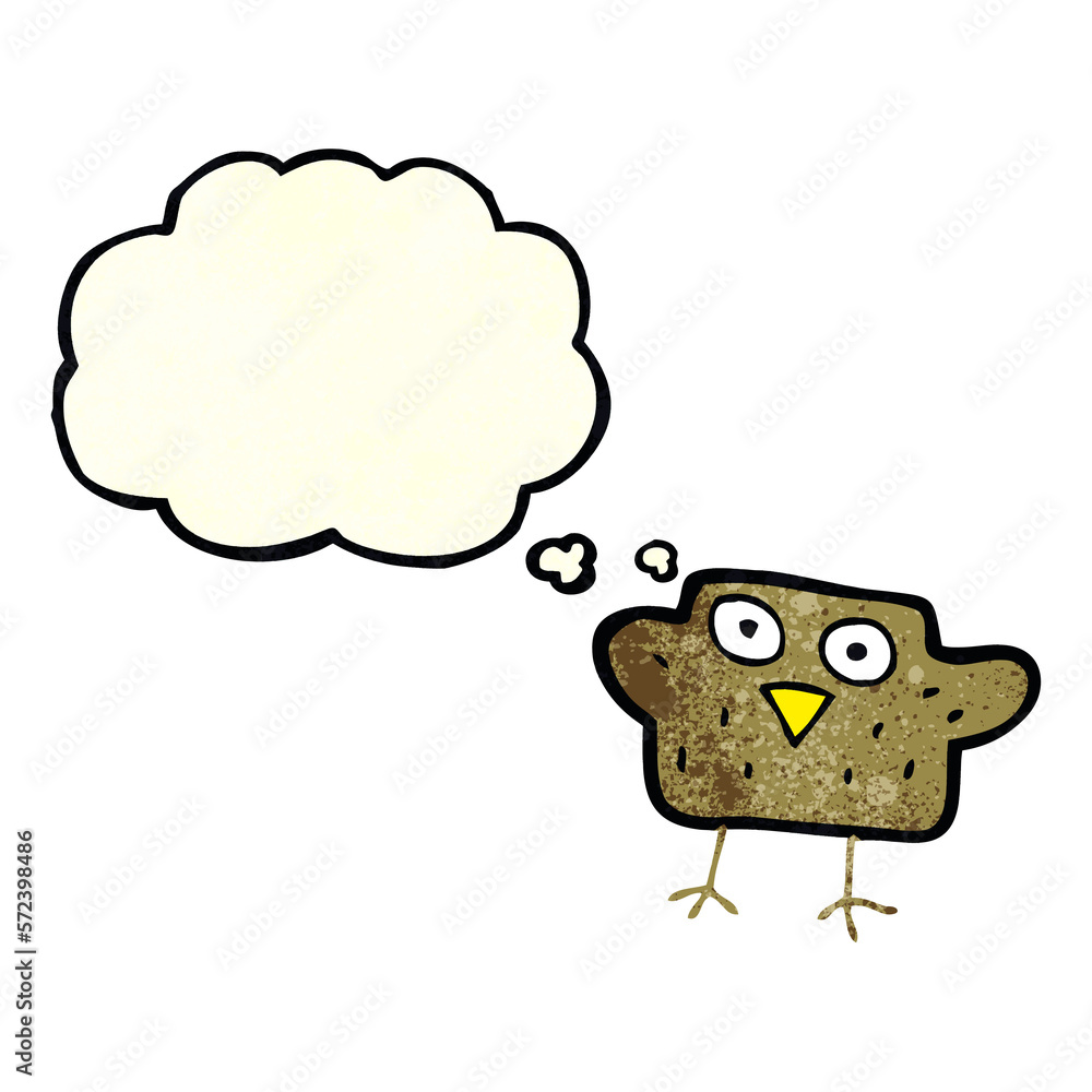 cartoon bird with thought bubble