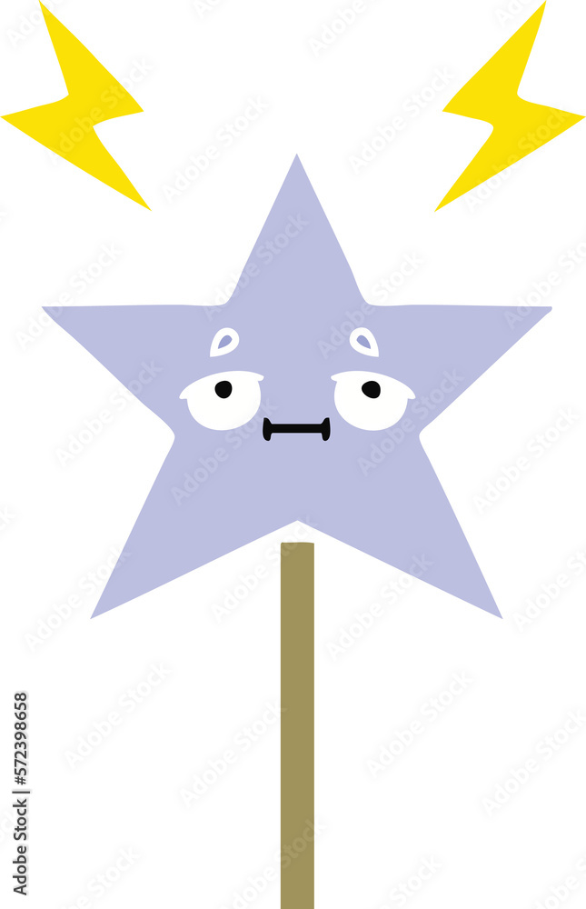 flat color retro cartoon magic wand flat color retro cartoon magic wand