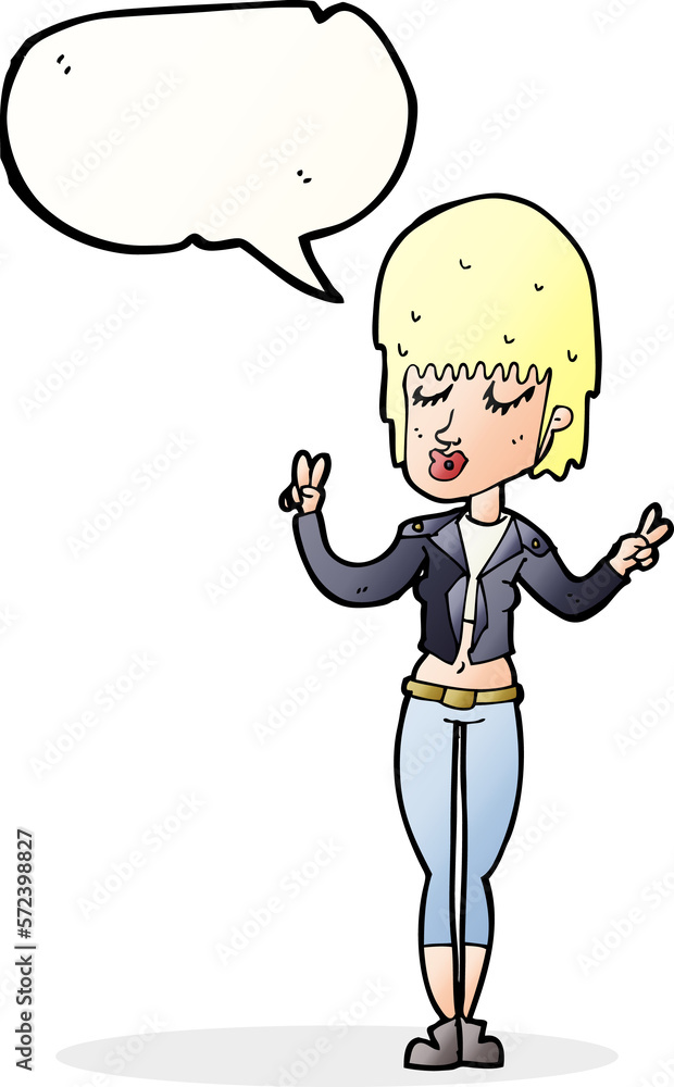 Fototapeta premium cartoon cool girl with speech bubble