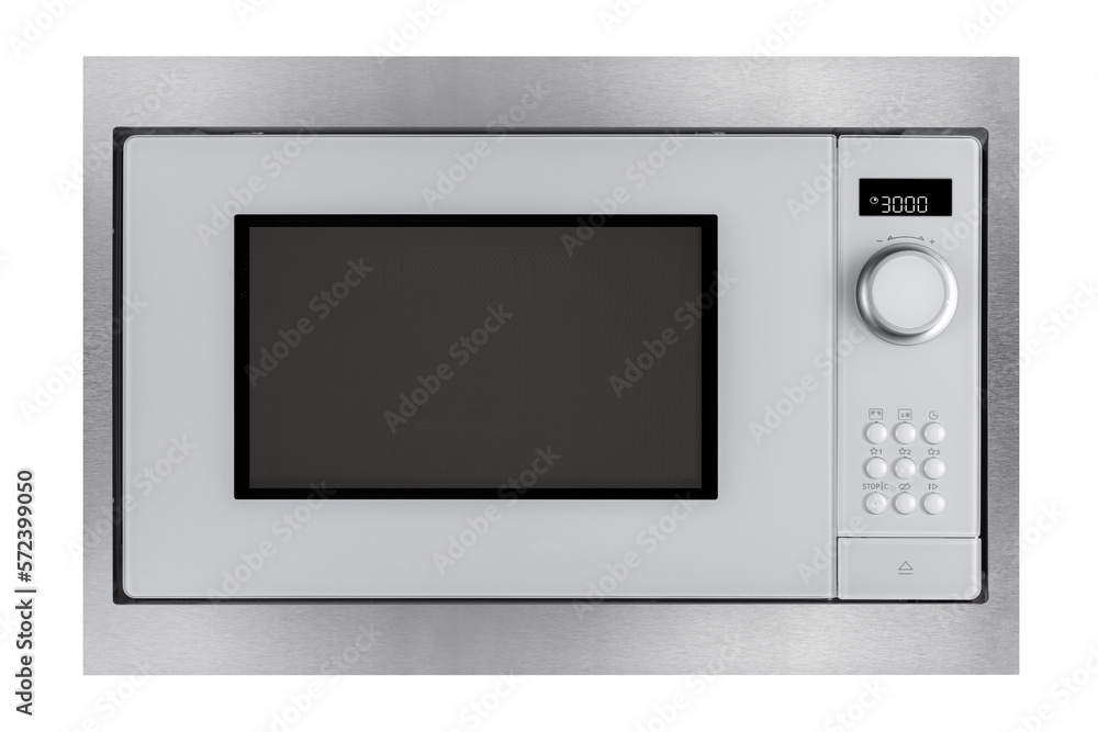 white microwave oven with buttons and an electronic panel white microwave oven with buttons and an electronic panel