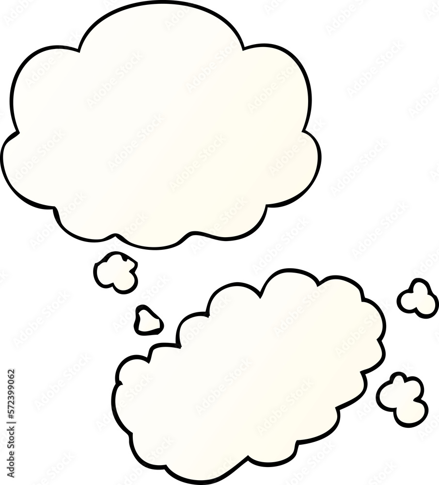 cartoon puff of smoke and thought bubble in smooth gradient style cartoon puff of smoke and thought bubble in smooth gradient style