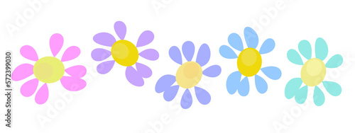 illustrazione con corolle di fiori multicolore su sfondo trasparente