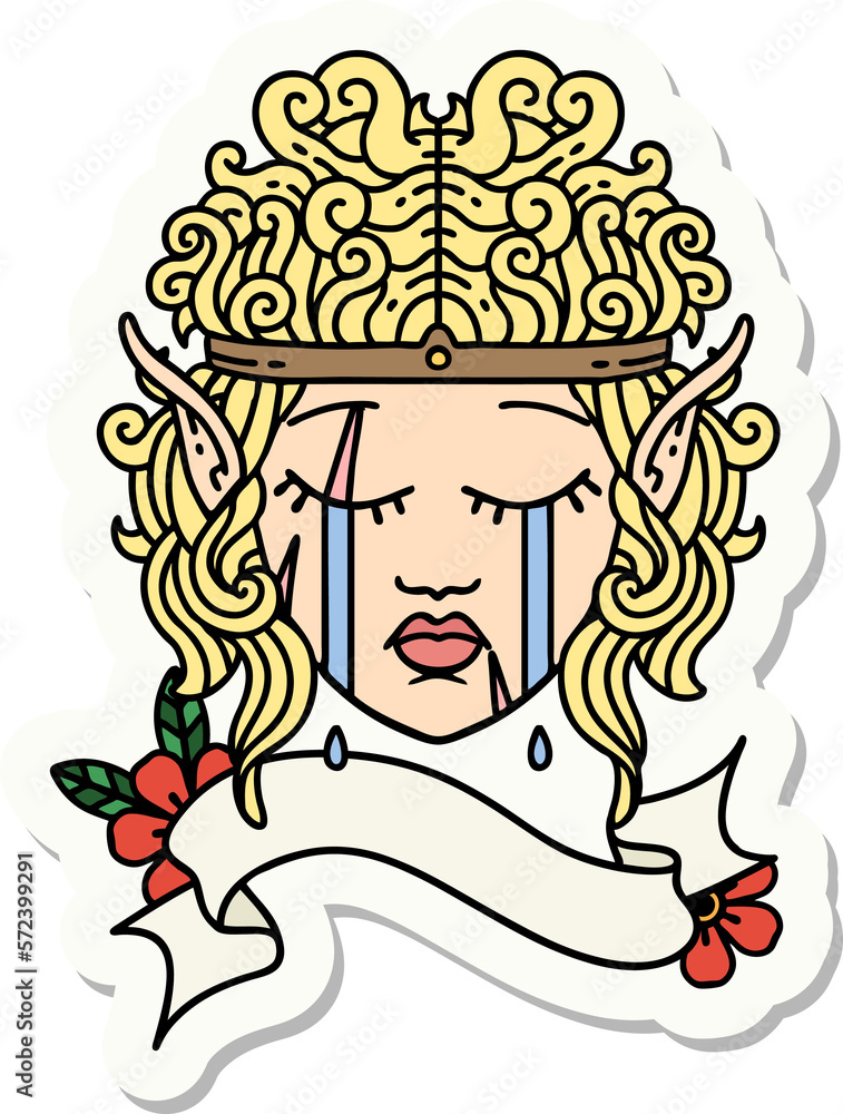 crying elf barbarian character face sticker crying elf barbarian character face sticker