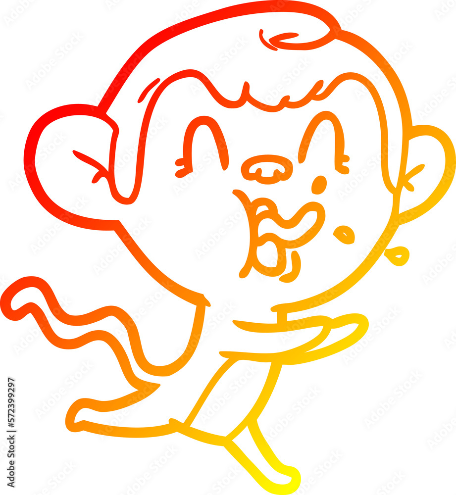 warm gradient line drawing crazy cartoon monkey warm gradient line drawing crazy cartoon monkey