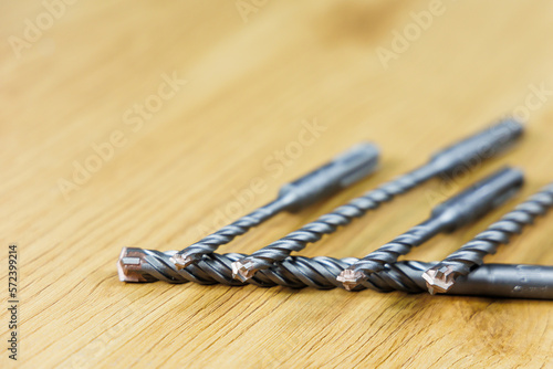 A set of metal drills for a screwdriver, drills for drilling holes.