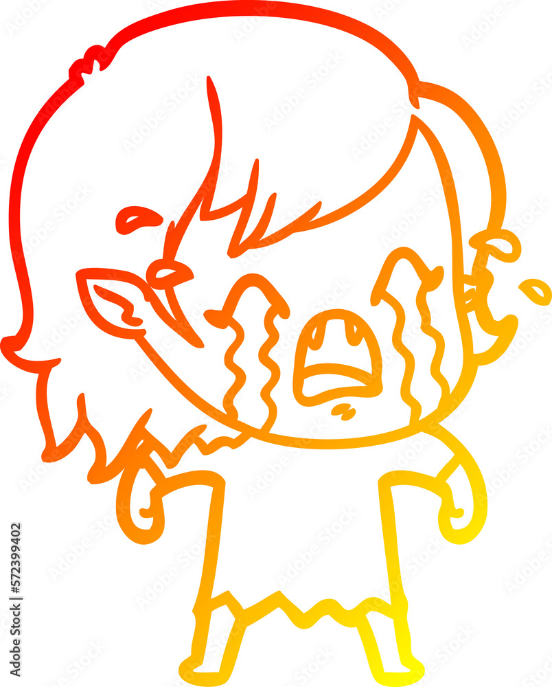 warm gradient line drawing cartoon crying vampire girl warm gradient line drawing cartoon crying vampire girl