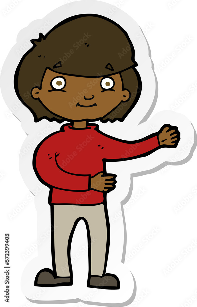 sticker of a cartoon happy person sticker of a cartoon happy person