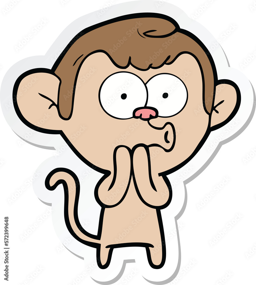 sticker of a cartoon hooting monkey sticker of a cartoon hooting monkey