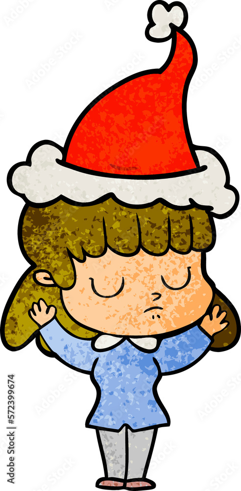 textured cartoon of a indifferent woman wearing santa hat textured cartoon of a indifferent woman wearing santa hat