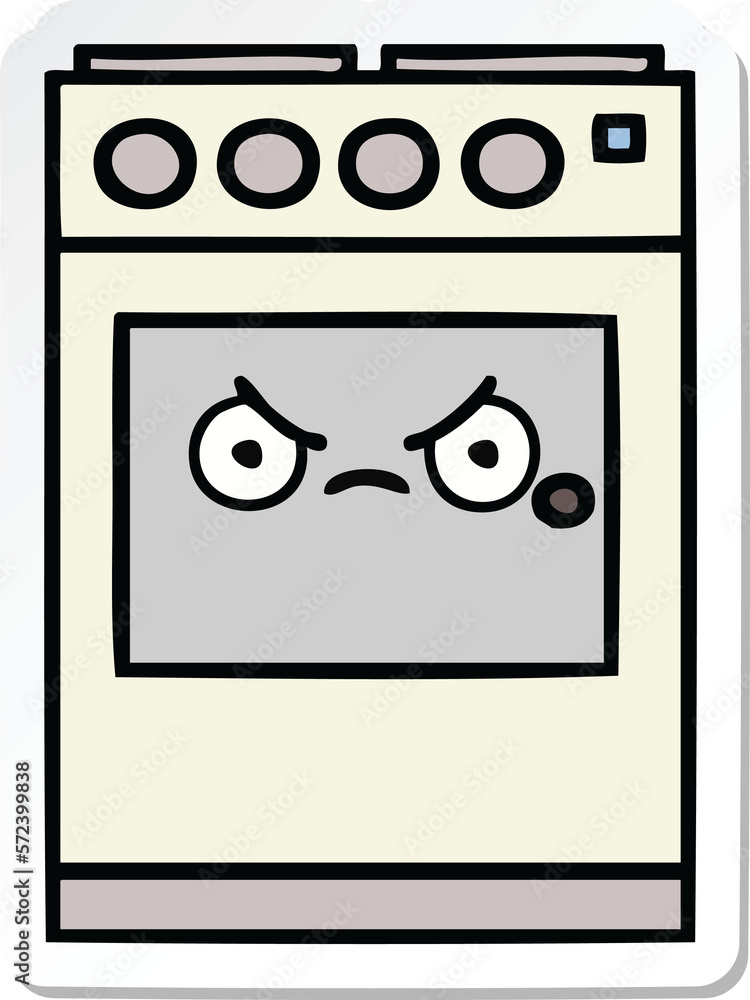 sticker of a cute cartoon kitchen oven sticker of a cute cartoon kitchen oven
