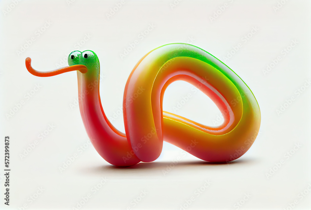 Fototapeta premium baby gummy snake, isolated, generative ai