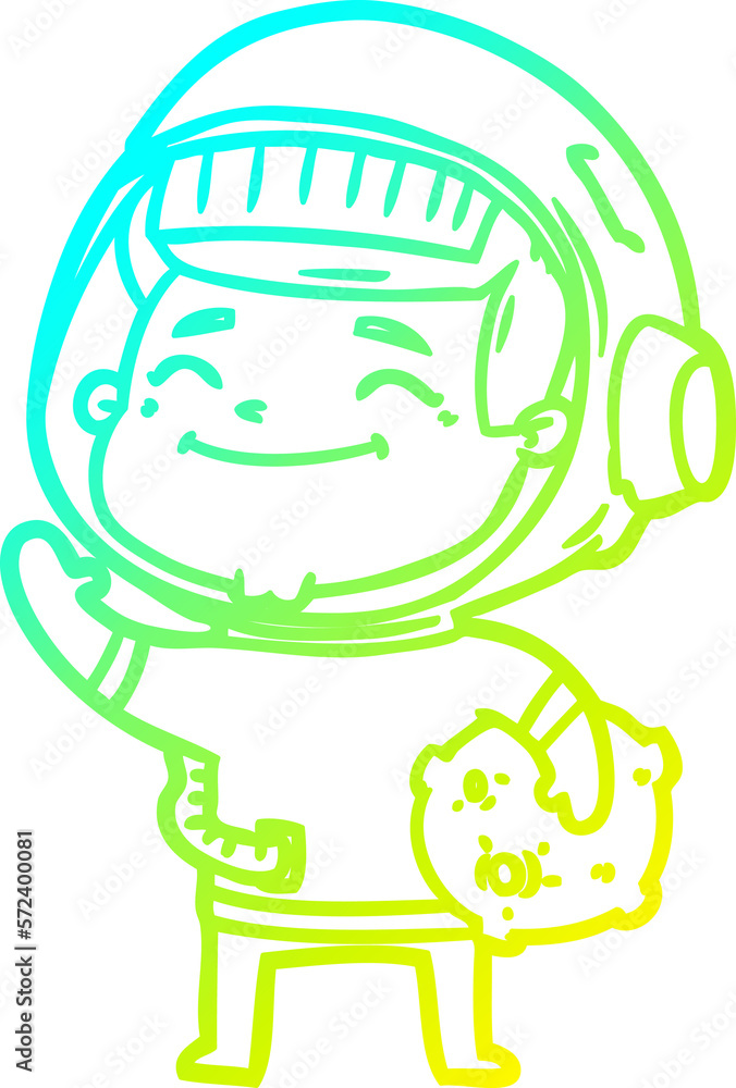 cold gradient line drawing happy cartoon astronaut cold gradient line drawing happy cartoon astronaut