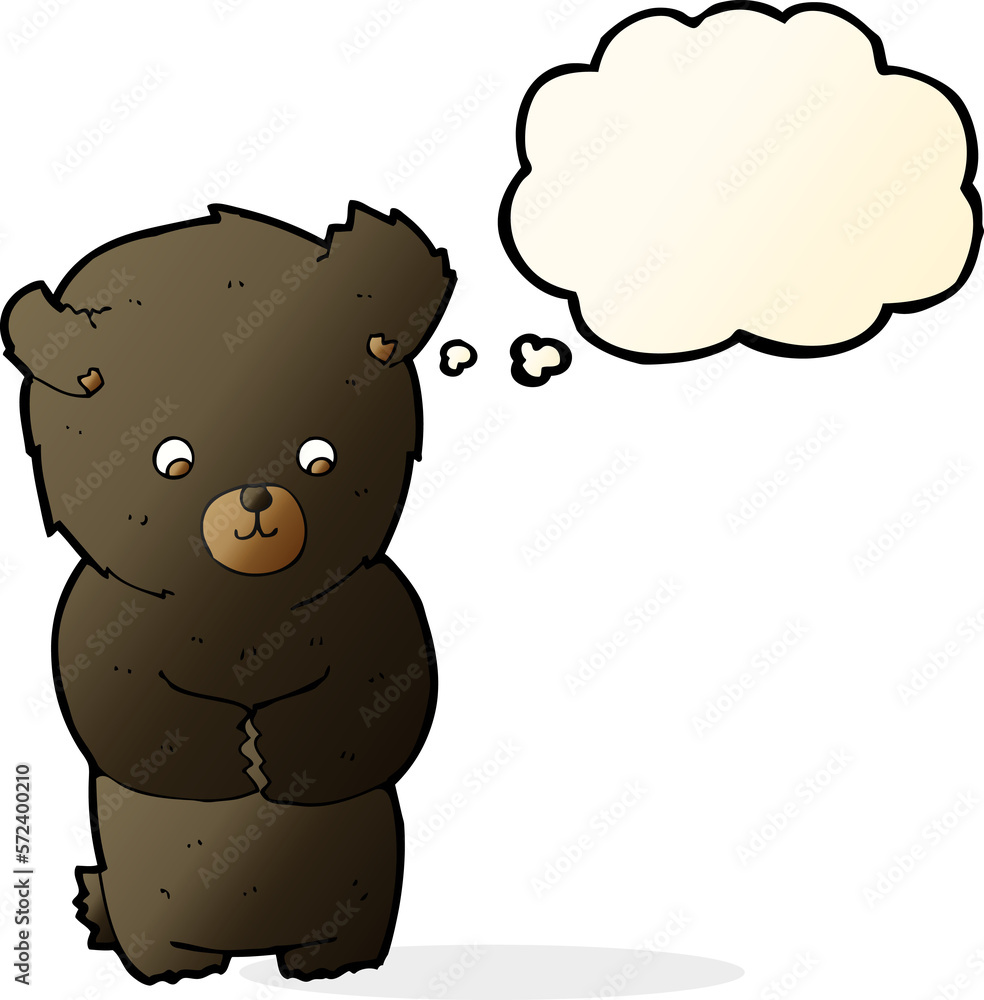 cute cartoon black bear with thought bubble cute cartoon black bear with thought bubble
